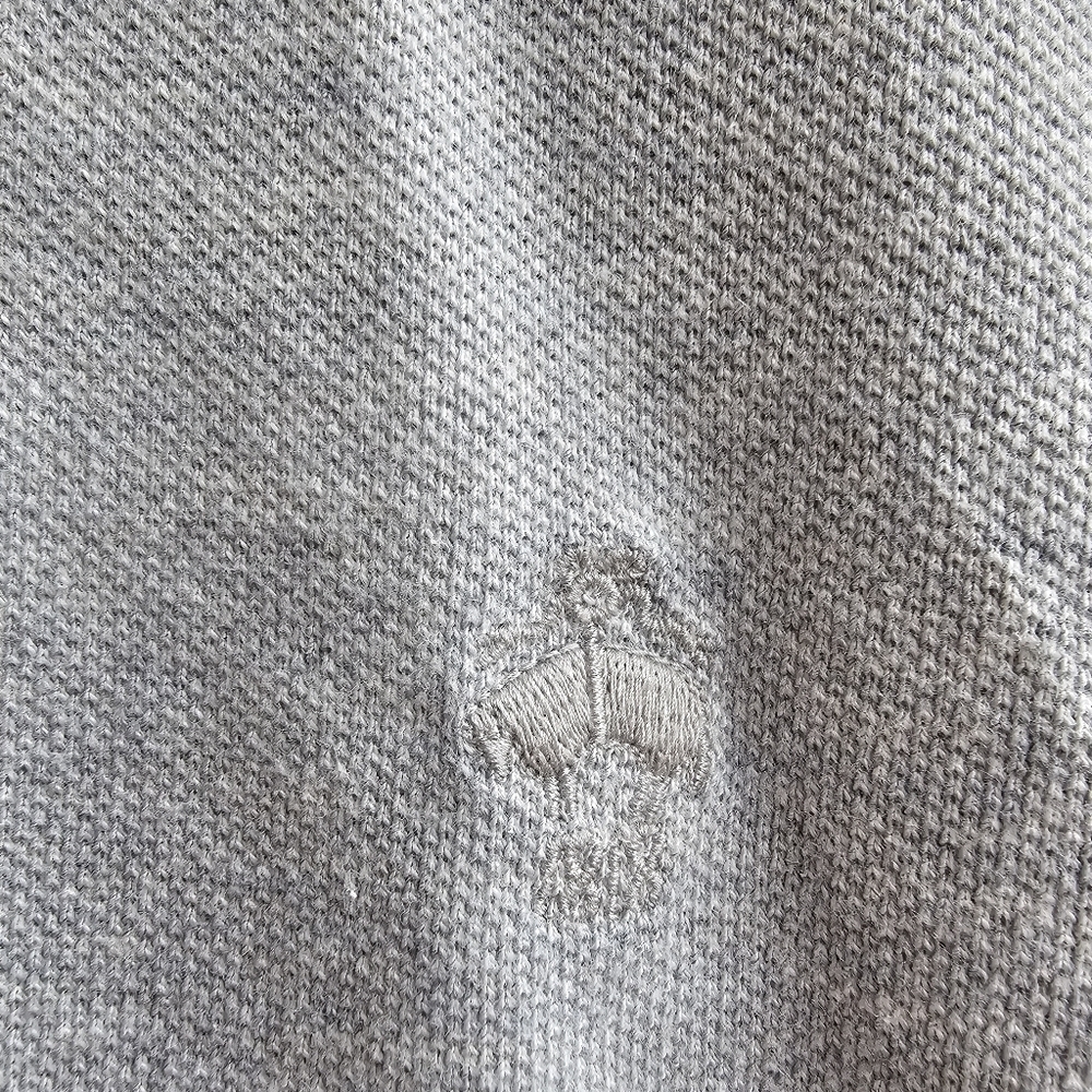 Brooks Brothers Red Fleece Polo Shirt Heather Grey Tonal Logo Vented Hem Size M - Picture 6 of 9